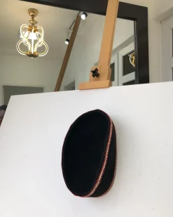 African IBO Traditional Black and red lines ceremonial hat