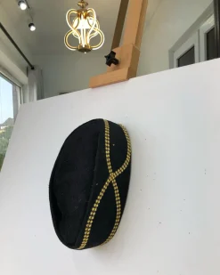 African Traditional Black and Gold Lines ceremonial hat