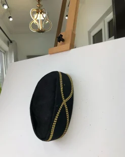 African Traditional Black and Gold Lines ceremonial hat