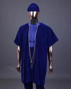 An Admiral blue daftan, sokoto & Fila Yoruba African native.