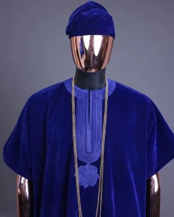 An Admiral blue daftan, sokoto & Fila Yoruba African native.