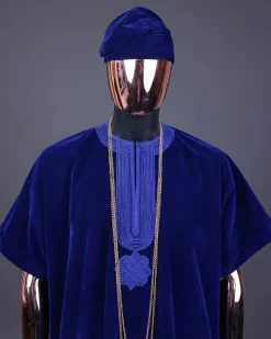 An Admiral blue daftan, sokoto & Fila Yoruba African native.