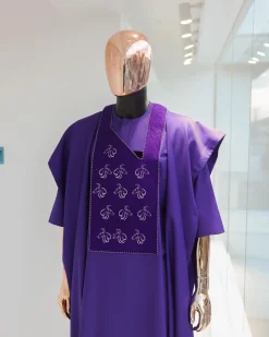 An Aesthetic purple, “Agbo Ileya – Ramadan ” embroidery details Agbada