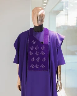 An Aesthetic purple, “Agbo Ileya – Ramadan ” embroidery details Agbada