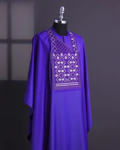 An Aesthetic purple, bloom & gloom pattern with keke Elemu embroidery details Agbada