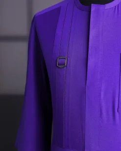 An Aesthetic purple, bloom & gloom pattern with keke Elemu embroidery details Agbada