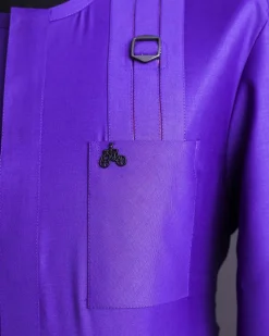 An Aesthetic purple, lengthened rectangle double side flap, 3/4 sleeve with paisley details traditional African senator kaftan native.