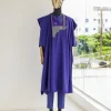 An Aesthetic purple, mazed square, 1/4 embroidery details agbada