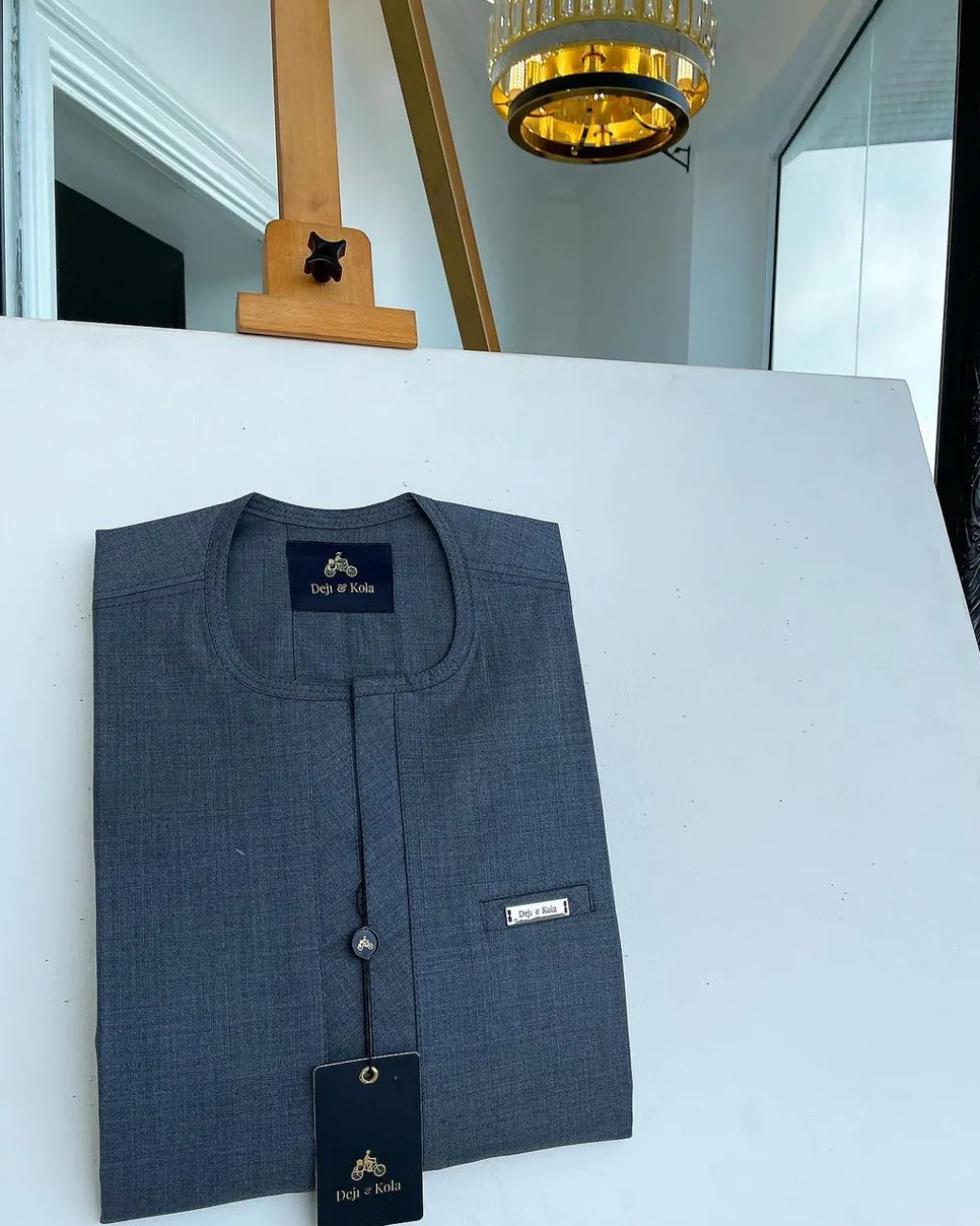 An Anchor Grey, Double Invisible Flap Flap Details African Traditional Senator Kaftan Native.