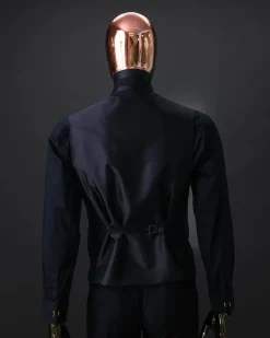 An Azure Blue And Black, Shawl Lapel Waistcoat