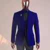 An Azure Blue, Soaked Velvet Fabric, Knitted, Shawl Lapel Tuxedo Suit