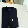 An Ebony black, Star dotted front flap and pocket embroidery detailing african traditional senator kaftan native.