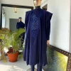 An Egg plant Purple and Blue Embroidery African tailored Agbada