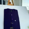 An egg plant purple, front flap and double layer patch pocket detailing senator kaftan native.