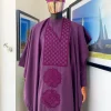 An Egg plant purple, Square and empty interwoven embroidery agbada
