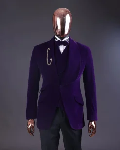 An Egg Plant Purple Velvet Shawl Lapel Tuxedo Suit