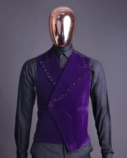 An Egg Plant Purple Velvet Shawl Lapel Tuxedo Suit