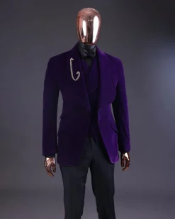 An Egg Plant Purple Velvet Shawl Lapel Tuxedo Suit