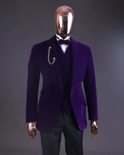 An Egg Plant Purple Velvet Shawl Lapel Tuxedo Suit