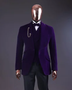 An Egg Plant Purple Velvet Shawl Lapel Tuxedo Suit