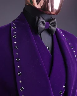 An Egg Plant Purple Velvet Shawl Lapel Tuxedo Suit