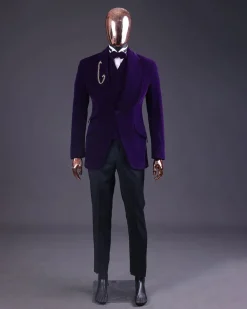 An Egg Plant Purple Velvet Shawl Lapel Tuxedo Suit