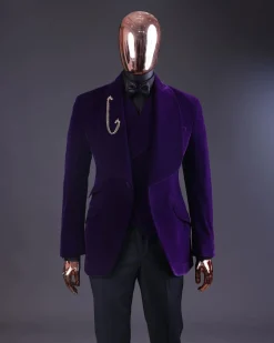 An Egg Plant Purple Velvet Shawl Lapel Tuxedo Suit