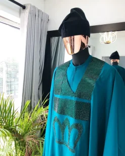 An Emerald Green Agbada with Swarovski Stone Embroidery