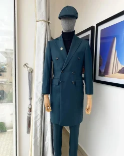 An Emerald Green Bespoke Reloaded “Peaky Blinders” Peak Lapel Suit