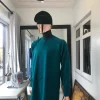An Emerald Green front flap African senator Kaftan with hand woven velvet Egba Yoruba hat