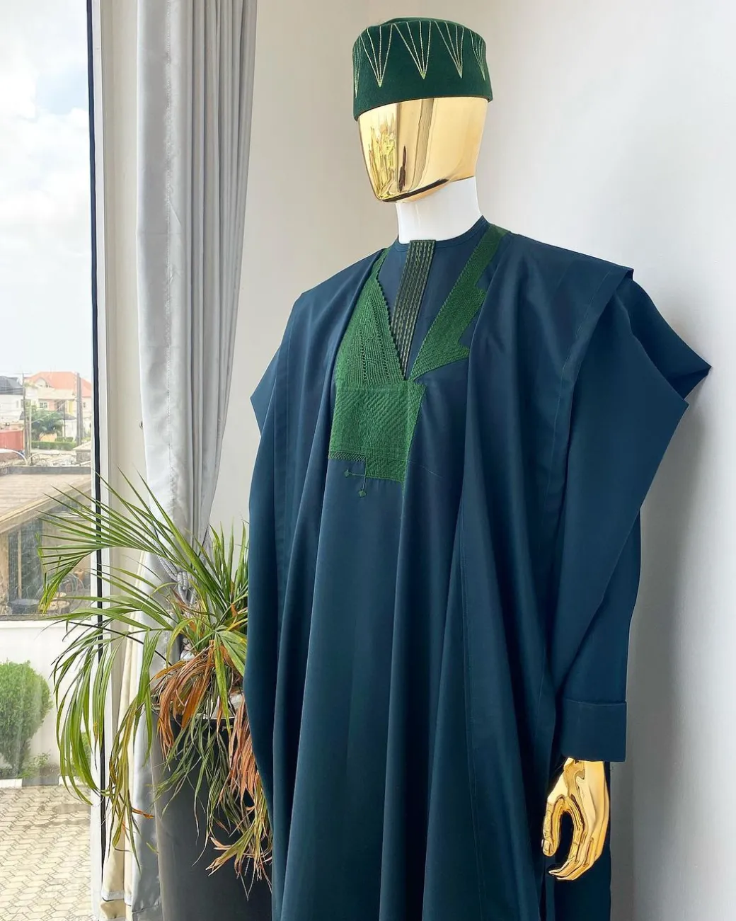 An Emerald Green Jakan embroidery Agbada