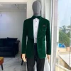 An Emerald Green Velvet Shawl Lapel Tuxedo Suit