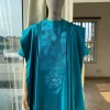 An Emerald Green with a maze line Japanese intersection design African Agbada