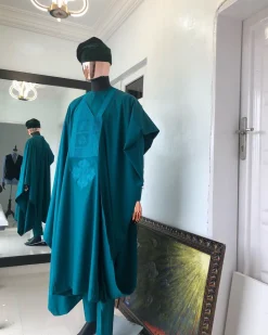 An Emerald Green with Embroidery Agbada