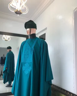 An Emerald Green with Embroidery Agbada