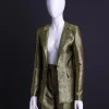 An Extended Notch Lapel, Spiral Gold Metallic Jacquard Suit.