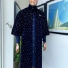 An “Eyes Wide Shut” navy blue velvet Ceremonial suktan with silver crystals Swarovski detailing