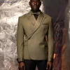 An Irish Green Peak and Shawl Lapel Wedding Tuxedo Suit.