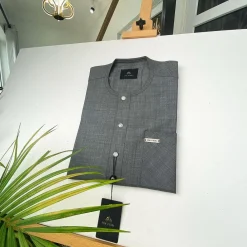 An Irish Grey African Kaftan with ABV diamond-shaped Australian Swarovski button
