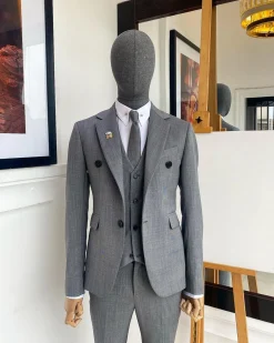 An Irish Grey Nobility Fabric – “Board Room” 2 Button Notch Lapel Suit