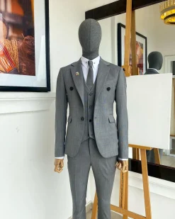 An Irish Grey Nobility Fabric – “Board Room” 2 Button Notch Lapel Suit
