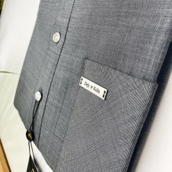 An Irish Grey with silver ABV diamond-shaped Australian Swarovski button detailing Kaftan