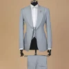 An Irish Maya blue, knitted peak lapel, patch pocket suit
