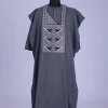 An Iron Grey, stepping all stars metallic wire embroidery details agbada