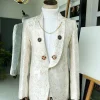 An Ivory Gold Patterned “From The Same Side” Shawl lapel Tuxedo Suit