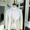 An Ivory White “Celestial” shawl lapel tuxedo tailored suit