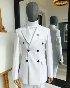 An Ivory White “Hart” Triple Breasted Suit