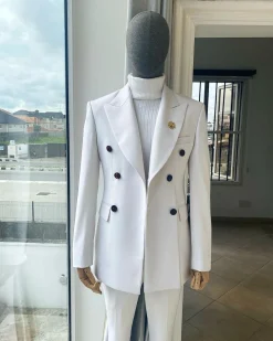 An Ivory White “Hart” Triple Breasted Suit