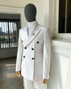 An Ivory White “Hart” Triple Breasted Suit