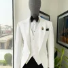 An Ivory white, notch lapel, infinity “maze” line Japanese patterned jacquard suit.